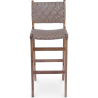 Buy Bar stool with backrest, Bali Boho Style, Leather and Teak Wood - Grau Brown 60471 at MyFaktory