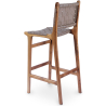 Buy Bar stool with backrest, Bali Boho Style, Leather and Teak Wood - Grau Brown 60471 with a guarantee