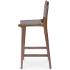 Buy Bar stool with backrest, Bali Boho Style, Leather and Teak Wood - Grau Brown 60471 home delivery