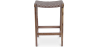 Buy Bar Stool in Bali Boho Style, Leather and Teak Wood - Grau Brown 60472 - in the EU