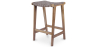 Buy Bar Stool in Bali Boho Style, Leather and Teak Wood - Grau Brown 60472 home delivery