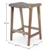 Buy Bar Stool in Bali Boho Style, Leather and Teak Wood - Grau Brown 60472 - in the EU
