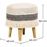 Buy Pouffe Stool in Boho Bali Style, Wood and Cotton - Joan Bali Black 60263 in the Europe
