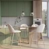 Buy Stool Upholstered in Bouclé Fabric - Scandinavian Design - Bennett White 60481 home delivery