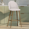 Buy Stool Upholstered in Bouclé Fabric - Scandinavian Design - Bennett White 60482 - prices