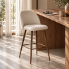 Buy Stool upholstered in bouclé fabric - Scandinavian design, dark wooden legs - Bennett White 60482 - prices