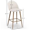 Buy Stool Upholstered in Bouclé Fabric - Scandinavian Design - Bennett White 60482 - prices