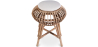 Buy Low Round Stool in Boho Bali Design, Rattan and Canvas - Yuva White 60284 at MyFaktory