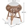 Buy Low Round Stool in Boho Bali Design, Rattan and Canvas - Yuva White 60284 in the Europe