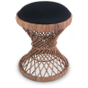 Buy Low Garden Stool with Cushion in Boho Bali Design, Rattan - Tambour Black 60288 - in the EU