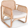 Buy Rattan Armchair with Cushion, Boho Bali Design - Leta White 60300 with a guarantee