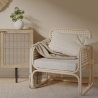 Buy Rattan Armchair with Cushion, Boho Bali Design - Leta White 60300 - prices