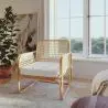 Buy Rattan Armchair with Cushion, Boho Bali Design - Leta White 60300 - in the EU