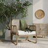 Buy Rattan Armchair with Cushion, Boho Bali Design - Leta White 60300 - in the EU