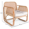 Buy Rattan Armchair with Cushion, Boho Bali Design - Leta White 60300 in the Europe