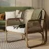 Buy Rattan Armchair with Cushion, Boho Bali Design - Leta White 60300 - in the EU