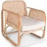 Buy Rattan Armchair with Cushion, Boho Bali Design - Leta White 60300 in the Europe