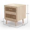 Buy Rattan Bedside Table with Drawers, Boho Bali Style - Wada Natural 60509 - prices