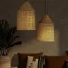 Buy Rattan Pendant Lamp, Boho Bali Style - Grau Natural 60491 at MyFaktory