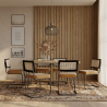 Buy Pack Hairpin Dining Table 150x90 & 6 Black Mesh Rattan and Velvet Chairs - Nema Mustard 60559 - in the EU
