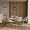 Buy Pack Hairpin Dining Table 150x90 & 6 Bouclé Upholstered Chairs - Bennett White 60565 - in the EU