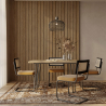 Buy Pack Hairpin Dining Table 120x90 & 4 Black Mesh Rattan and Velvet Chairs - Nema Mustard 60567 - in the EU
