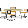Buy Pack Hairpin Dining Table 120x90 & 4 Black Mesh Rattan and Velvet Chairs - Nema Mustard 60567 - prices