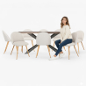 Buy Pack Industrial Wooden Table (200cm) & 8 Bouclé Upholstered Chairs - Bennett White 60576 at MyFaktory