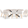 Buy Pack Industrial Wooden Table (200cm) & 8 Bouclé Upholstered Chairs - Bennett White 60576 with a guarantee