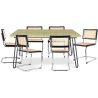 Buy Pack Hairpin Dining Table 150x90 & 6 Rattan Mesh Chairs - Lia Black 60577 - prices