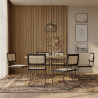 Buy Pack Hairpin Dining Table 150x90 & 6 Black Rattan Mesh Chairs - Canvas Black 60578 - in the EU