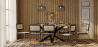 Buy Pack Industrial Wooden Table (200cm) & 8 Rattan Mesh and Black Wood Chairs - Canvas Black 60590 - in the EU