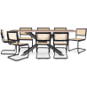 Buy Pack Industrial Wooden Table (200cm) & 8 Rattan Mesh and Black Wood Chairs - Canvas Black 60590 - prices
