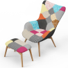 Buy Armchair with ottoman patchwork upholstery scandinavian design - Mero Multicolour 60535 - prices