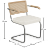 Buy Dining Chair Natural Rattan Lattice Back Boucle Design with Armrest - Jya White 60538 in the Europe