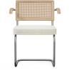 Buy Dining Chair Natural Rattan Lattice Back Boucle Design with Armrest - Jya White 60538 - in the EU