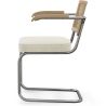 Buy Dining Chair Natural Rattan Lattice Back Boucle Design with Armrest - Jya White 60538 home delivery