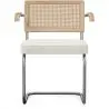 Buy Dining Chair Natural Rattan Lattice Back Boucle Design with Armrest - Jya White 60538 - in the EU
