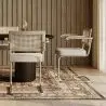 Buy Dining Chair Natural Rattan Lattice Back Boucle Design with Armrest - Jya White 60538 home delivery