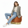Buy Pouf Luxury Home Foot Rest - Velvet and Metal - Premium Orange 60552 at MyFaktory