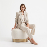 Buy Pouf in Boucle/ Vanity Bench Low Stool - Premium White 60553 in the Europe