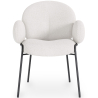 Buy Dining Chair with Armrests - Bouclé Fabric Upholstery - Toler White 60626 - in the EU