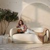 Buy Curved Sofa - 3 Seater - Boucle Fabric - Onda White 60628 at MyFaktory