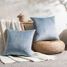 Buy Pack of 4 velvet cushions - cover and filling - Lenay Dark blue 60632 in the Europe