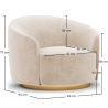 Buy Curved Design Armchair - Upholstered in Velvet - Treya Beige 60647 with a guarantee