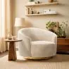 Buy Curved Design Armchair - Upholstered in Velvet - Treya White 60647 - prices