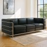 Buy 3-Seater Sofa - Upholstered in Vegan Leather - Bour Black 60659 - prices
