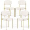 Buy Pack of 4 - Dining Chair - Upholstered in Bouclé Fabric - Golden Metal - Martha White 61006 - in the EU