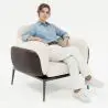 Buy Bouclé Fabric Upholstered Armchair - Greda White 61021 at MyFaktory
