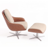 Buy Contemporary Upholstered Design Armchair with Footrest - Aletha White 61066 home delivery